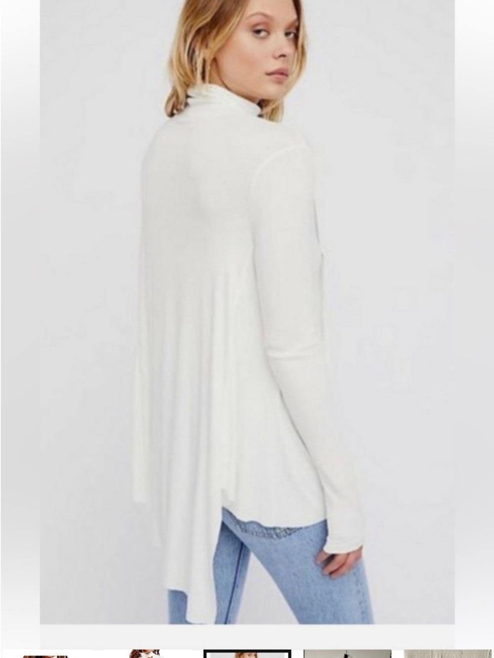 Free People Cream Color Uptown Choker Asymmetrical Tunic Top NWT XS - Picture 4 of 8